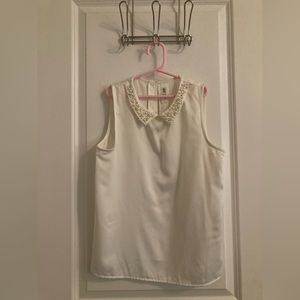 Girls size 14 H&M off white blouse with faux pearl beading